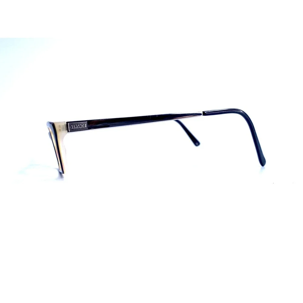 Versace Brown Tortoise Rectangular Eyeglasses Silver Temple Italy MOD 3073 588